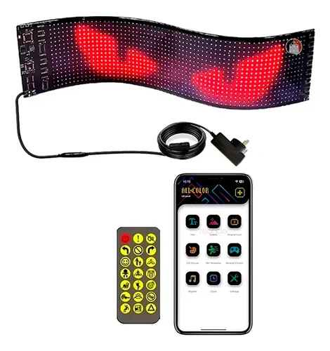 Panel Flexible Led Rgb Mensaje Luminoso Ojo Animado 133x19cm