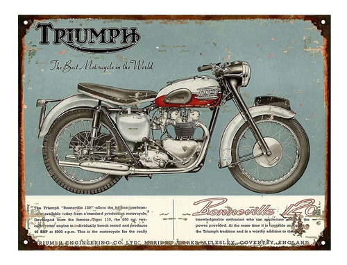 Cartel De Chapa Publicidad Antigua Moto Triumph Y222