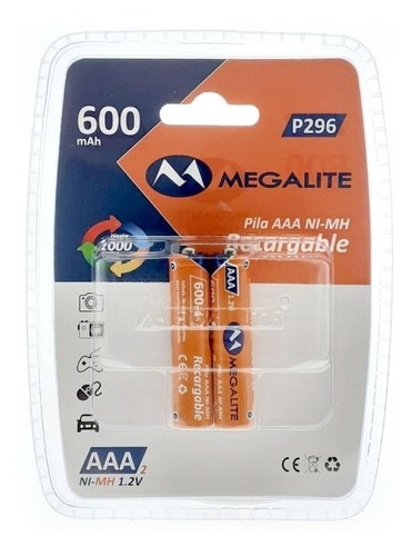 2pilas Aaa 650mah Megalite P/ Telefonos Inalambricos