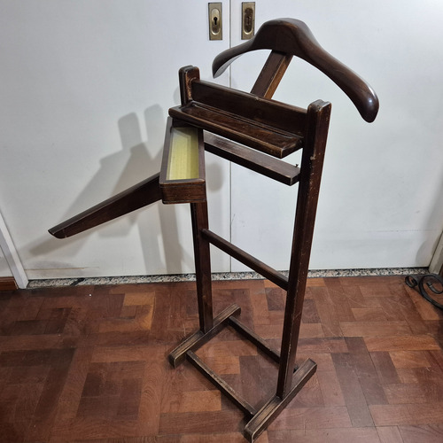 Antiguo Perchero Valet De Pie P/saco Pantalón Estilo Ingles Marrón Oscuro
