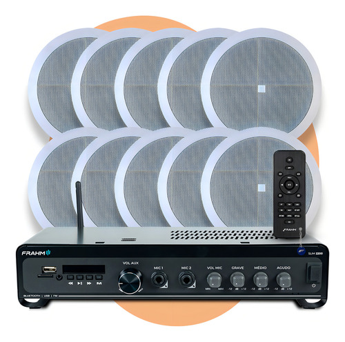 Kit Som Ambiente Teto Gesso Embutir Frahm + 10 Arandelas Jbl