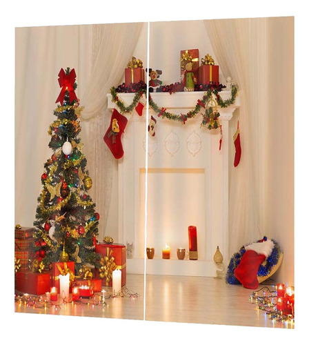 1pc Cortina Vivid Árbol De Navidad Cortina For Bedr