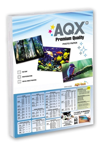 Resma AQX-Tech A3 fotográfico de 100 hojas de 180g color blanco de 5 unidades por pack