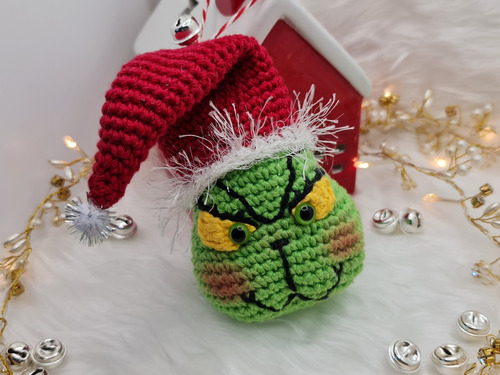 Esfera Grinch Crochet Tejida Para Navidad Arbol (Usado)