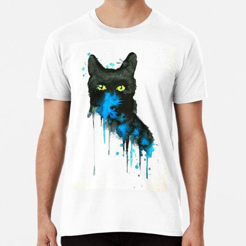 Remera Acuarela Gato Negro Por Emma Parrish Algodon Premium