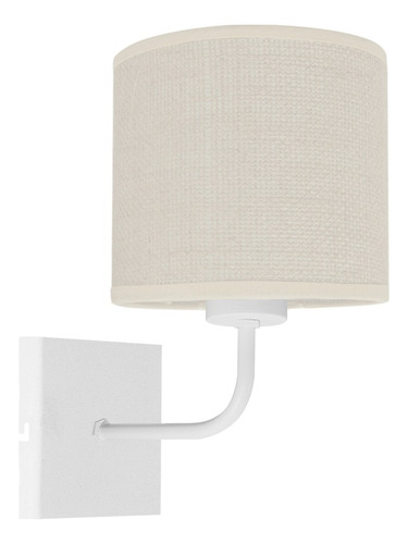 Aplique Pared Velador Curvo Lampara Cabecera Habitacion Led Estructura Blanco/arpillera clara