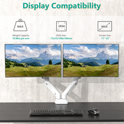 Soporte Para Doble Monitor Wali Con Resorte De Gas Ajustable