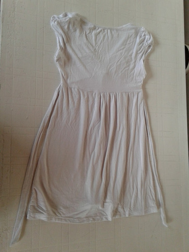 Remera Top Con Lazo Blanca Algodon Y Lycra Talle S