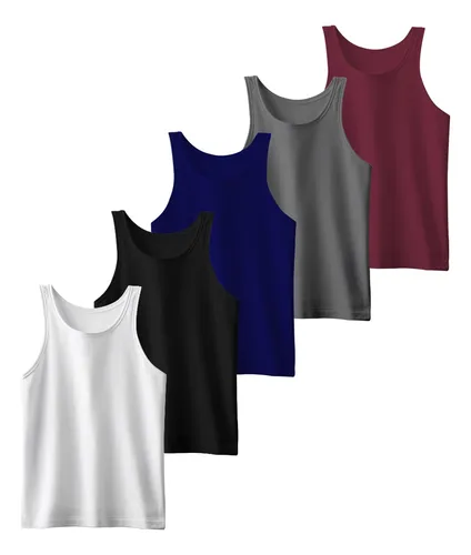 comprar Kit 5 Camisetas Regatas Masculina Lisa Básica Academia Dry