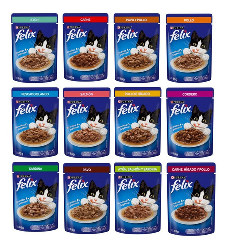 100 Deliciosos Sobres Felix Para Gato Sabores Surtidos