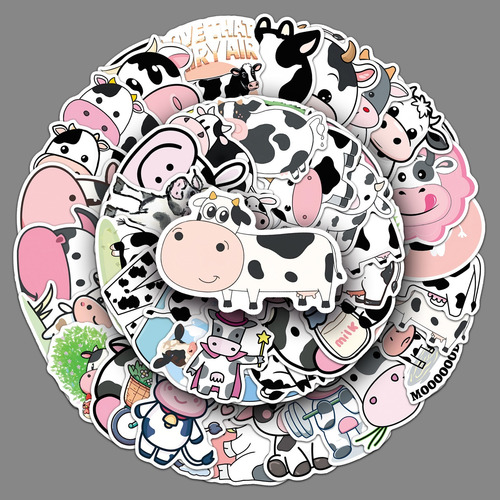 3pcs Muñeca Felpa Vaca Sonriente, Juguete Con 50 Pegatinas