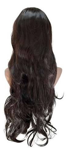 Peruca Lace Wig Fibra Futura Com Franja Realista Tamanho Da Base M Tonalidade Castanho Médio
