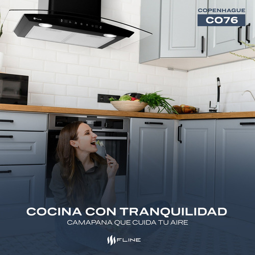 Campana Extractora De Cocina De Pared 76 Cm | Copenhague 76 Color Negro