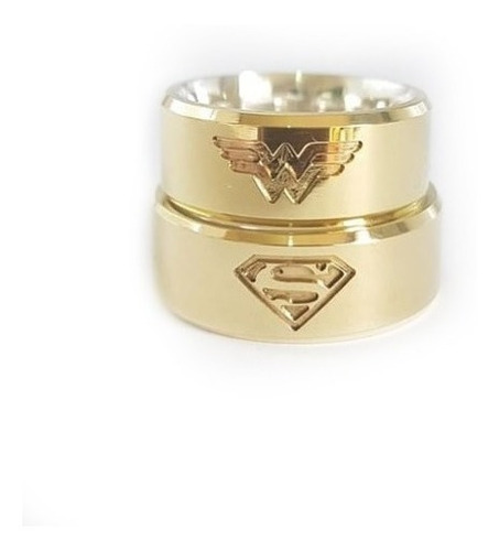 Par De Aliança Em Moeda Antiga 10mm Maravilha E Super Man