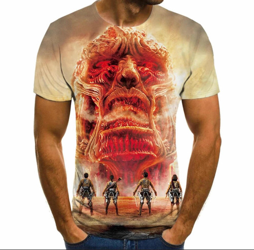 Camiseta Manga Corta De Anime Attack On Titan