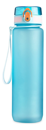 Garrafa Galão De Água 1l Squeze Motivacional Com Alça Nylon Cor Azul-claro