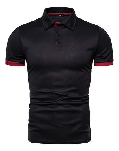 Polo De Manga Corta Con Solapa De Color Liso Para Hombre