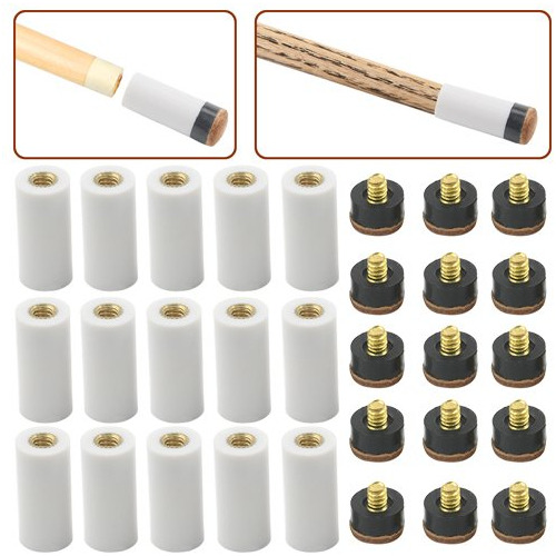 15 Set (30p) Del Billar Cue Puro Ferrules Blanca Con El Supe