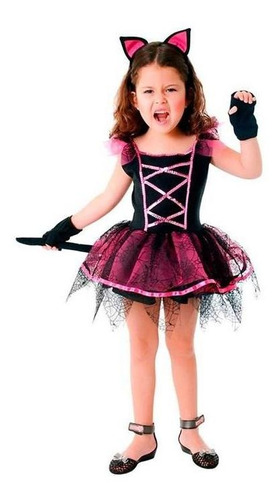 Fantasia De Bruxa Gatinha Halloween Infantil Original