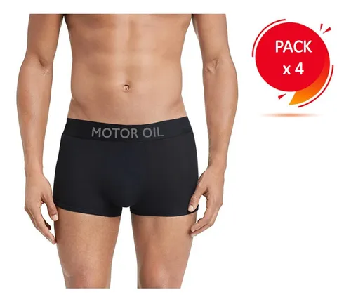 Pack X 4 Boxers Motor Oil Hombre Calzoncillos Lisos Rayados