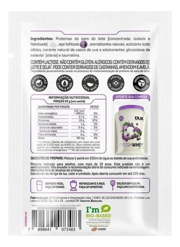 Fresh Whey Dux Caixa - Sabor: Limão 10 Un