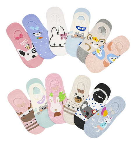 Calcetines 12pzs Algodón Tobitin Tines De Mujer Animalitos Multicolor Único