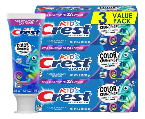 Pasta Dental Avanzada Para Niños Con Flúor, Sabor Chicle 3