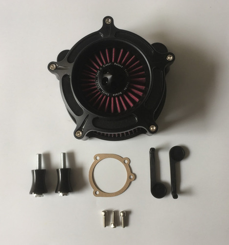 Filtro Alto Flujo Turbine Negro Y Rojo Para Harley Twin Cam