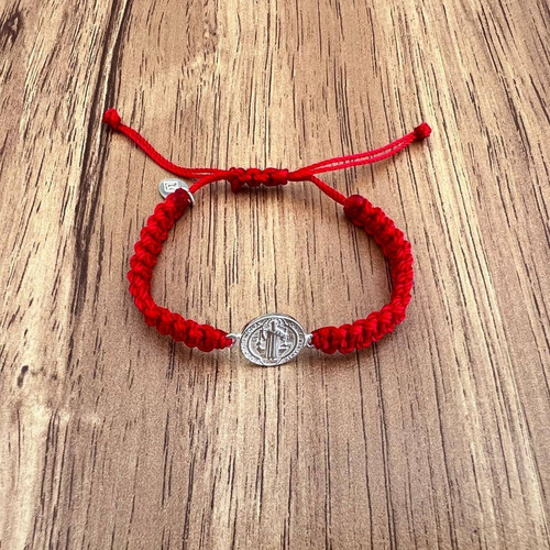 Imagen 3 de 9 de Pulsera Hilo San Benito Para Bebé 9 Cm Plata .925 Agálea