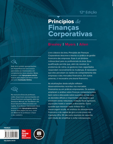 Princípios de Finanças Corporativas, de Brealey, Richard. Editorial Amgh Editora Ltda., capa mole em português, 2018