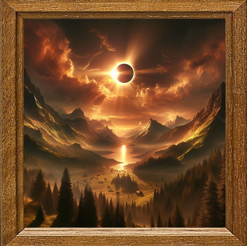 Cuadro De Arte Digital Eclipse Solar 50x50cm Pieza Única