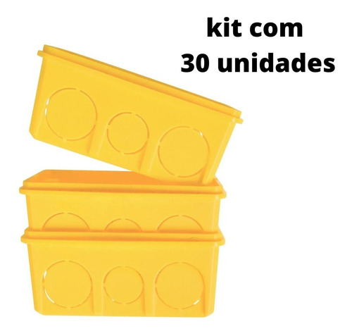 Kit 30 Caixinhas 4x2 Amarela Tomada E Interruptor
