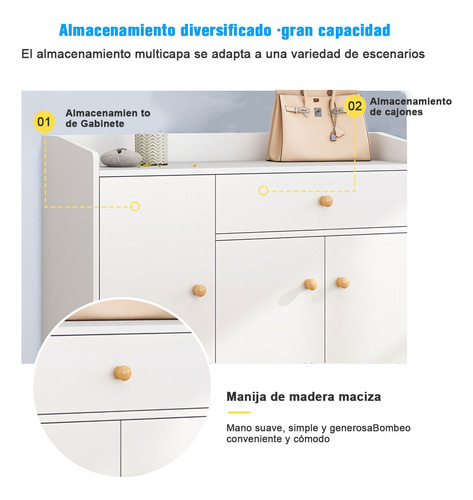 Zapatero Madera 3puertas + Cajón Antihumedad (blanco) Blanco