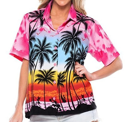 La Leela Z0002 Blusa De Playa Hawaiana Para Mujer Diseño De