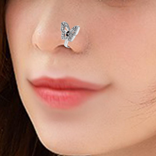 Anillo De Nariz Falsa Con Clip Único En Forma De Mariposa