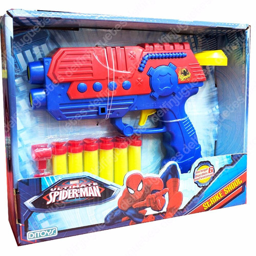 Spiderman Pistola Lanza Dardos Goma Espuma Simil Nerf Ditoys