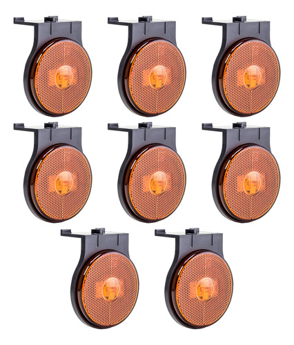 Lanterna Lateral Caminhão 3 Led Bivolt Âmbar 8 Unidades 65mm