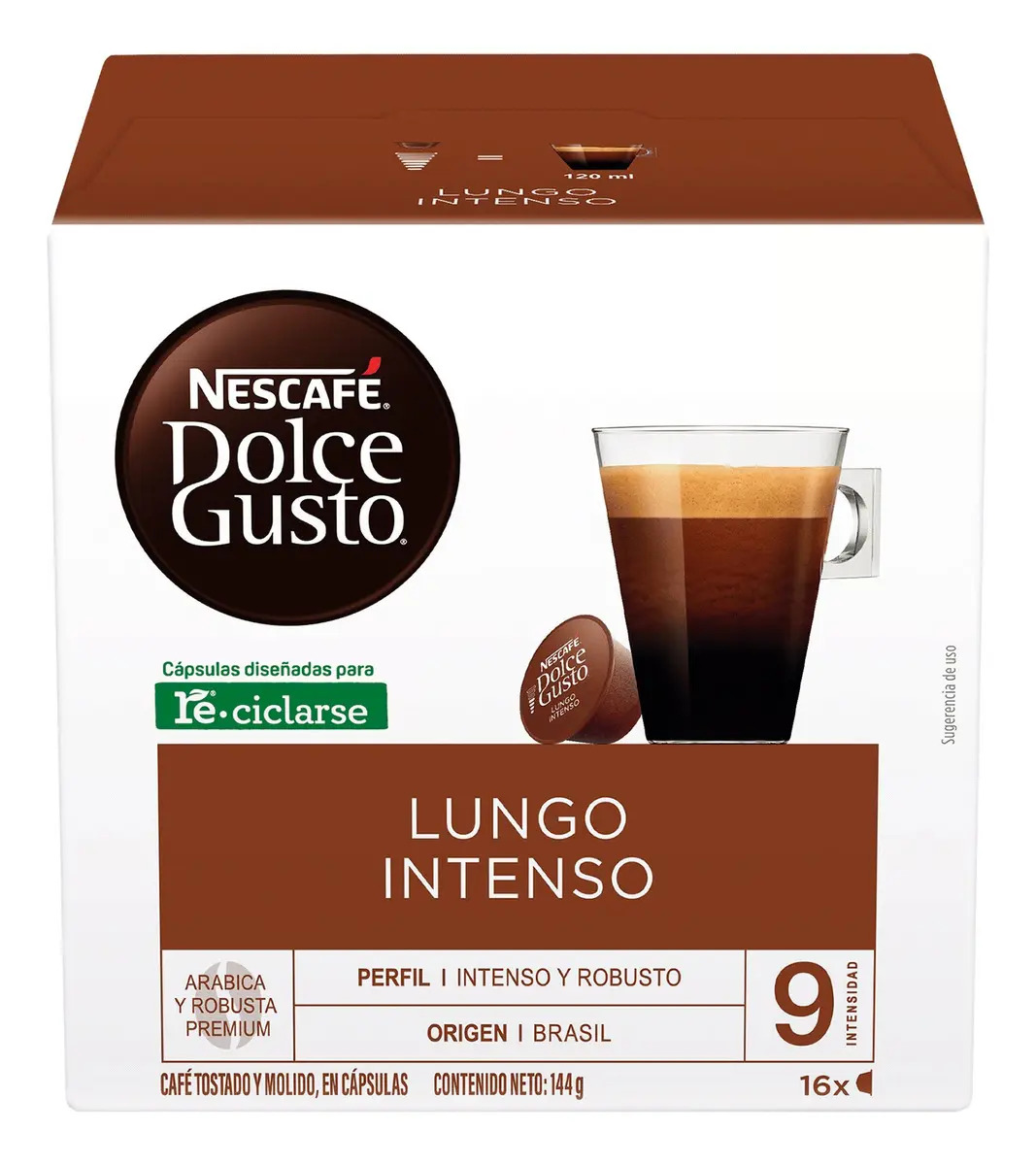 Nescafé Dolce Gusto Lungo Intenso | Café Arabica y Robusta en Polvo | Caja de 16 Cápsulas