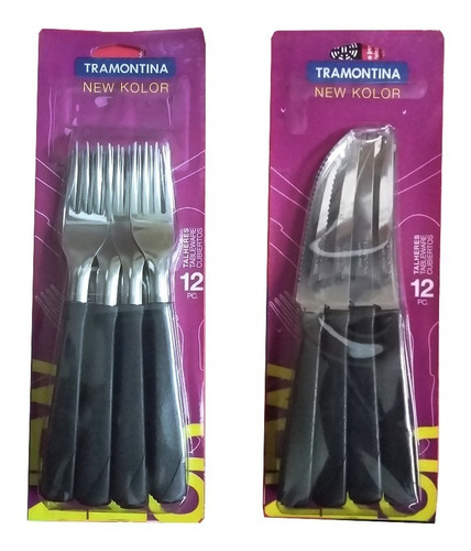 Cubiertos Tramontina Set New Color Cuchilo Tenedor X 24 Unid