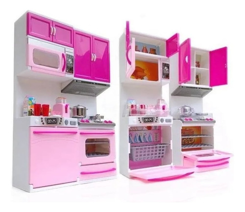 Cocina Para Muñecas Barbies De 30cm Luz Sonido