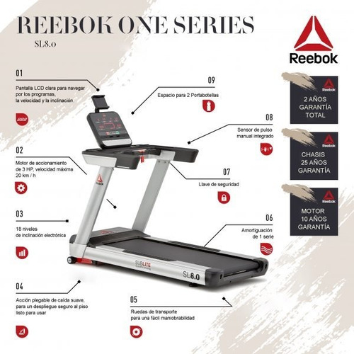 Imagen 6 de 10 de Caminador Eléctrico Plegable Sl8.0 Reebok