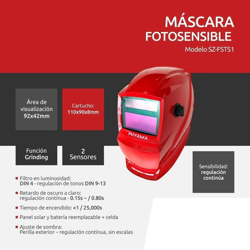 Imagen 6 de 9 de Máscara Para Soldar Fotosensible Kushiro Sz-fsts1