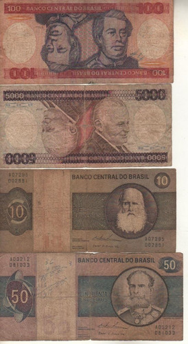 Brasil Lote De 4 Billetes Diferentes Nro 3