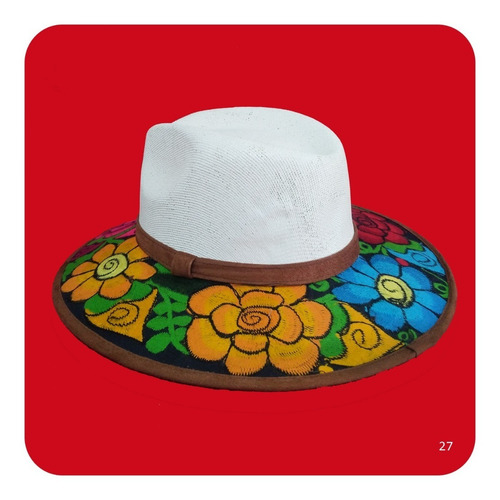 Imagen 4 de 10 de Elegante Sombrero Artesanal De Gamuza Bordado Mediano 3