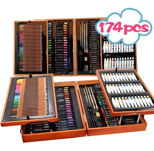 Colores Lápices Kit Dibujo 208pcs, Set De Arte Profesional