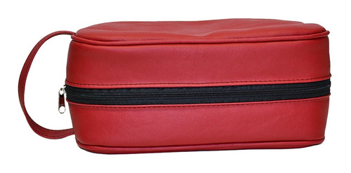Imagen 3 de 3 de Portacosmeticos Neceser Organizador Bandolera Rojo Eco Cuero