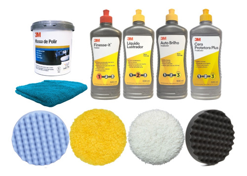 3m Kit Polimento Completo Massa+ Ceras +4 Boinas +microfibra