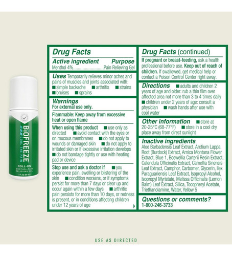 Biofreeze Cool The Pain 2 Pack Roll On 89ml C/u