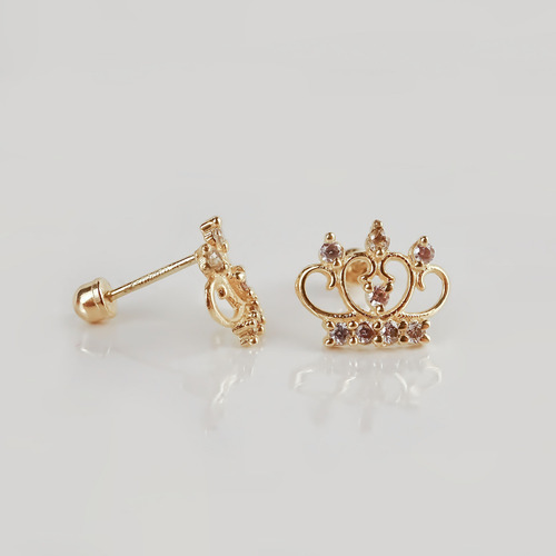 Amor Eterno - Broqueles Corona Imperio / Aretes Oro 10k