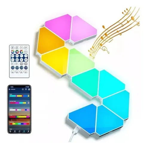 comprar Panel Led Triangular Rgb 10 Panel App Control Audio Rítmico